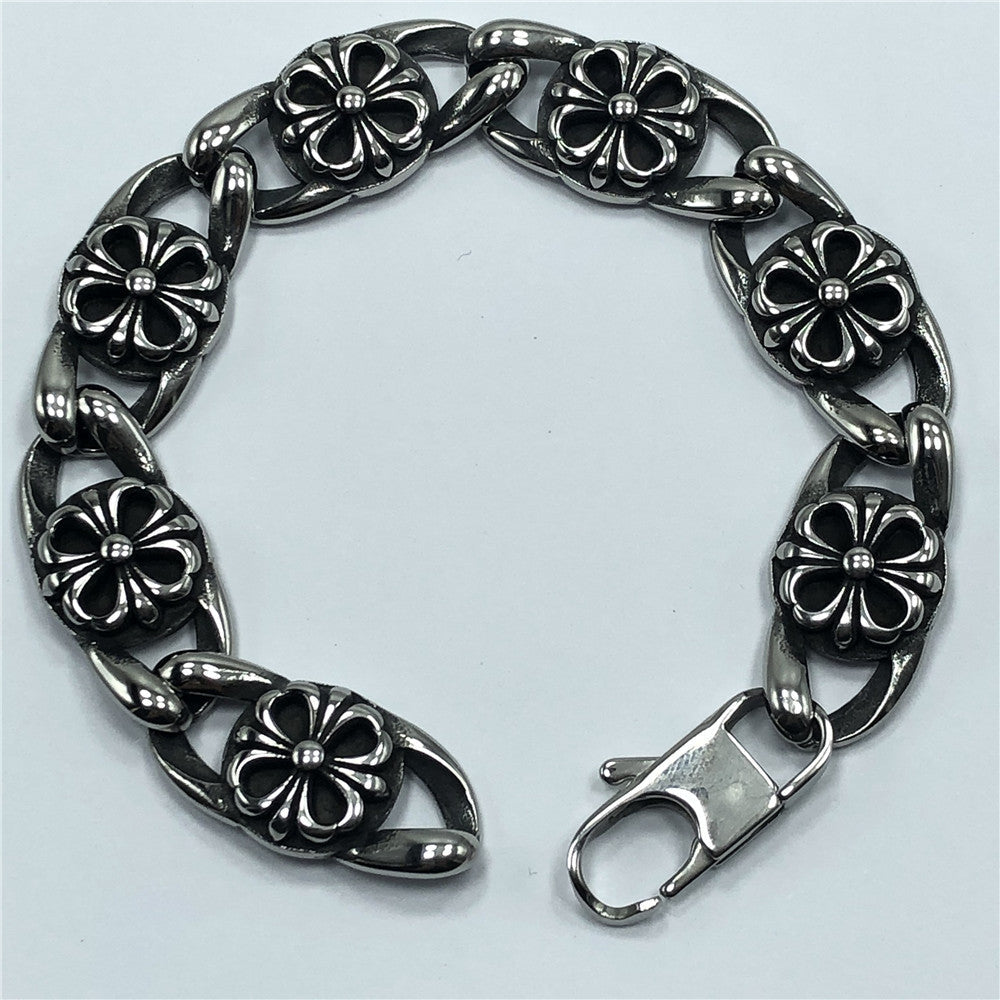 Chrome Hearts cross flower Multi-Link Sterling Silver bracelet