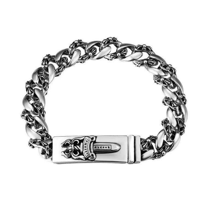 Chrome Hearts Dagger ID Fancy Link Clip Bracelet