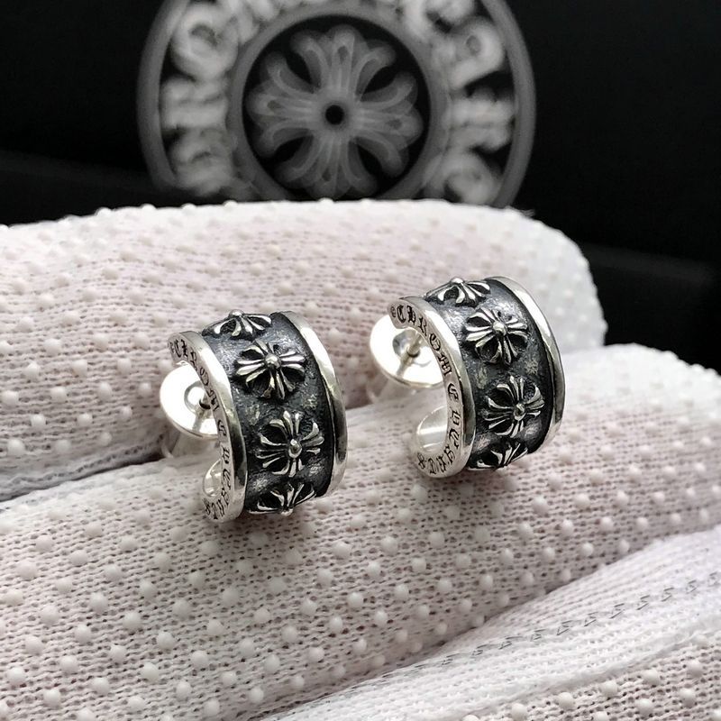 Chrome Hearts ear plug half hoop cross flower earrings