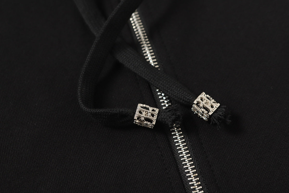Chrome-Hearts Colorful Rhinestone Hoodie - Black Gothic Street Sweatshirt 2608