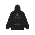 Chrome-Hearts Rhinestone Cross Hoodie - Black Gothic Streetwear Sweatshirt 2633