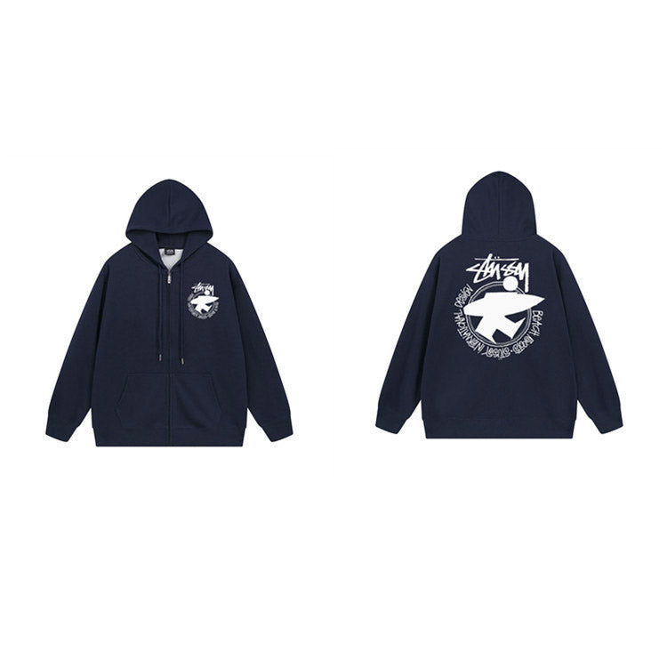 Stussy Hoodie Zip-Up Cardigan Fleece Hooded Sweater