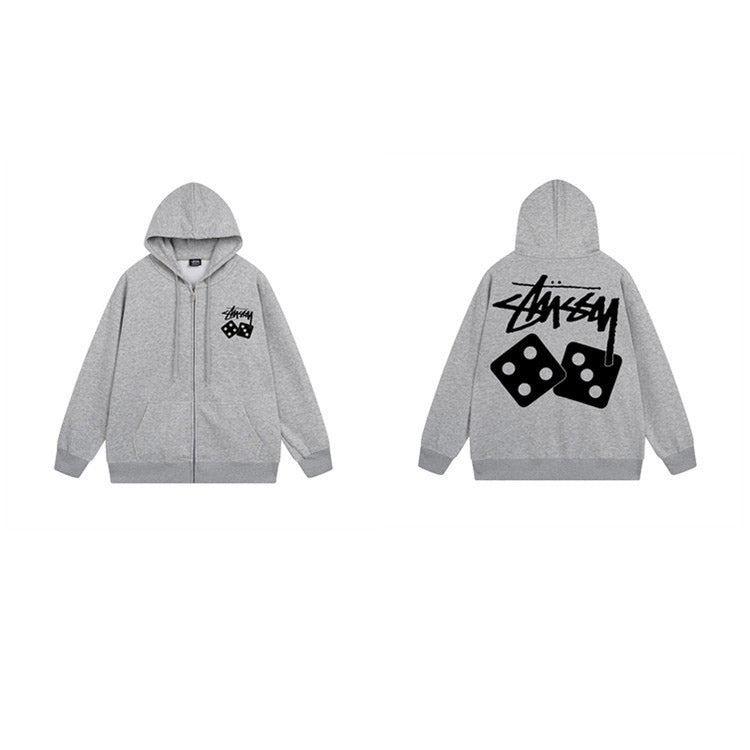 Stussy Hoodie Zip-Up Cardigan Fleece Hooded Sweater