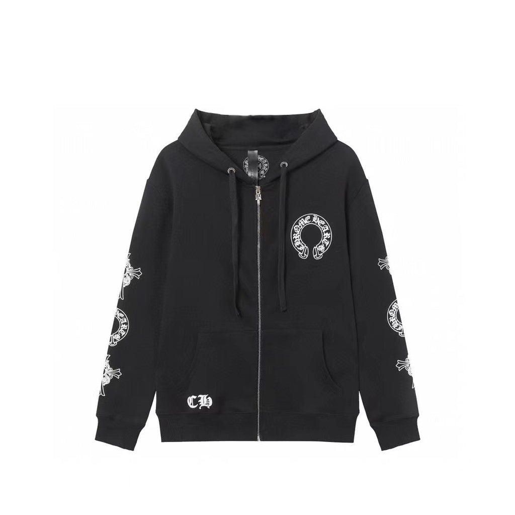 Chrome-Hearts Hoodie - Black Street Style Embroidered Sweatshirt 851