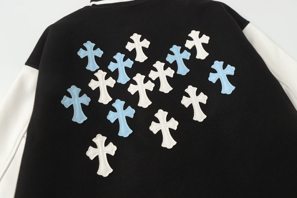 Chrome-Hearts Black White Street Style Baseball Coat 0002