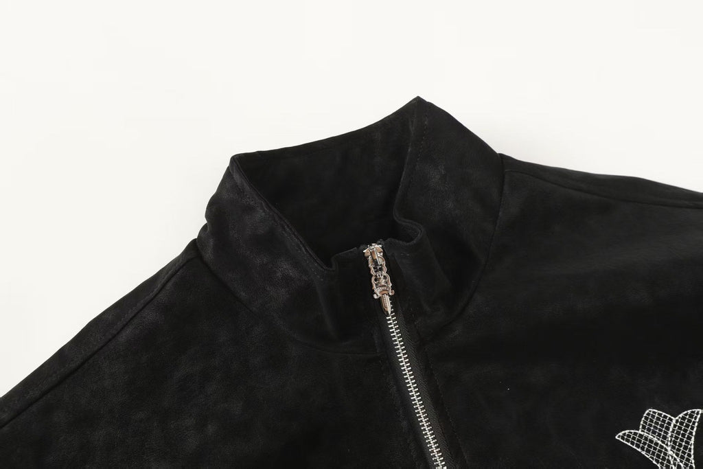 Chrome-Hearts Horseshoe Cross Jacket - Black Street Embroidered Coat 8800