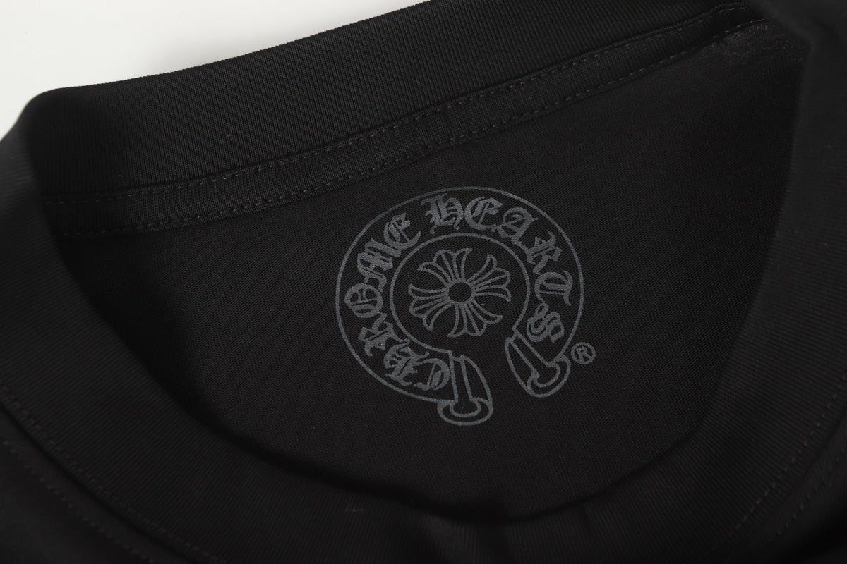 Chrome Hearts Logo Flag Long Sleeve Tee - Black White Gothic Street T-Shirt K2126