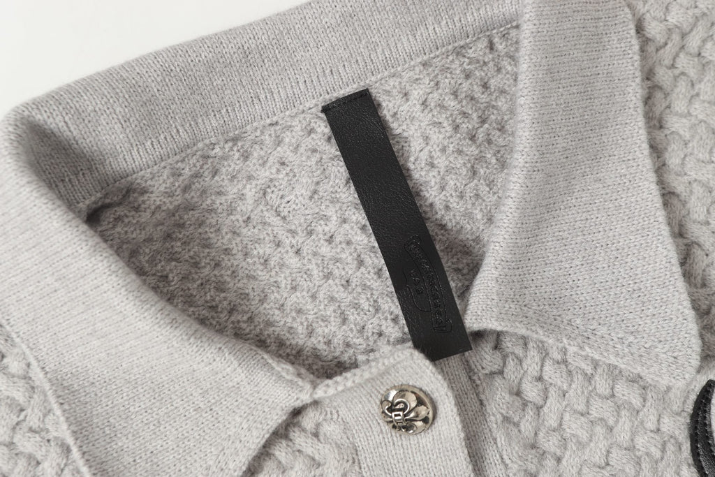 Chrome Hearts Gothic Cross Knit Cardigan - Black Grey Streetwear Jacket 904