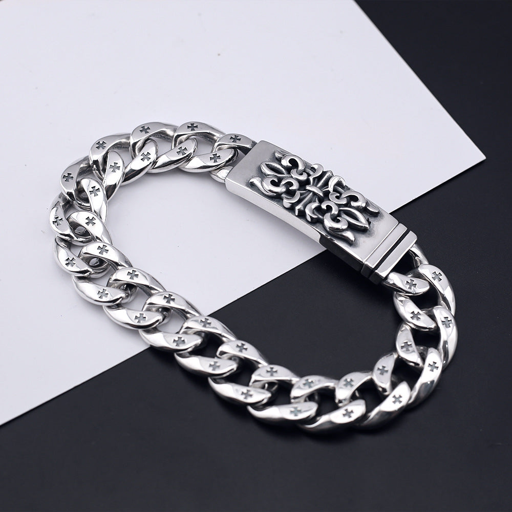 Chrome Hearts distressed butterfly flower cross bracelet