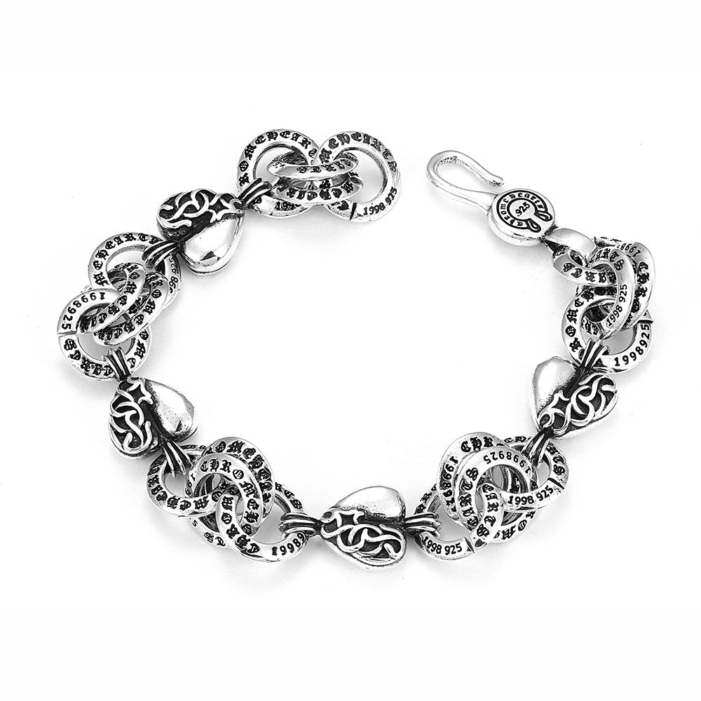 Chrome Hearts thick heart star cross letter bracelet