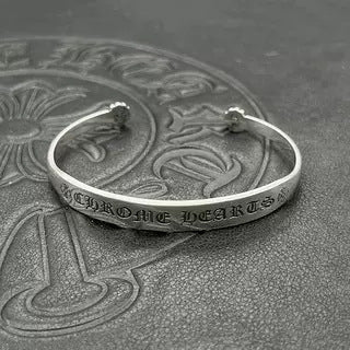 Chrome Hearts retro letter cross flower scroll label open bracelet