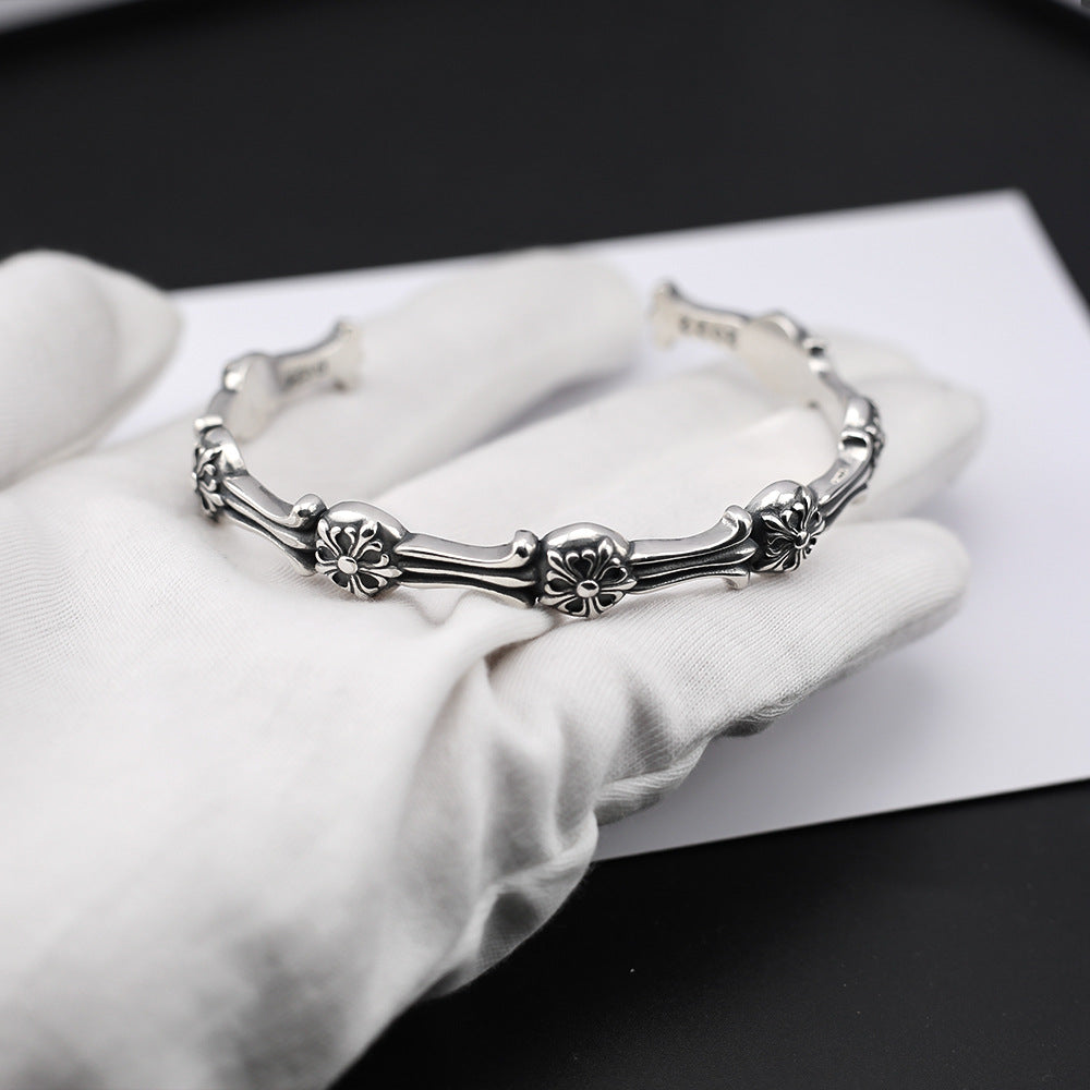 chrome hearts retro five-pointed flower open bracelet