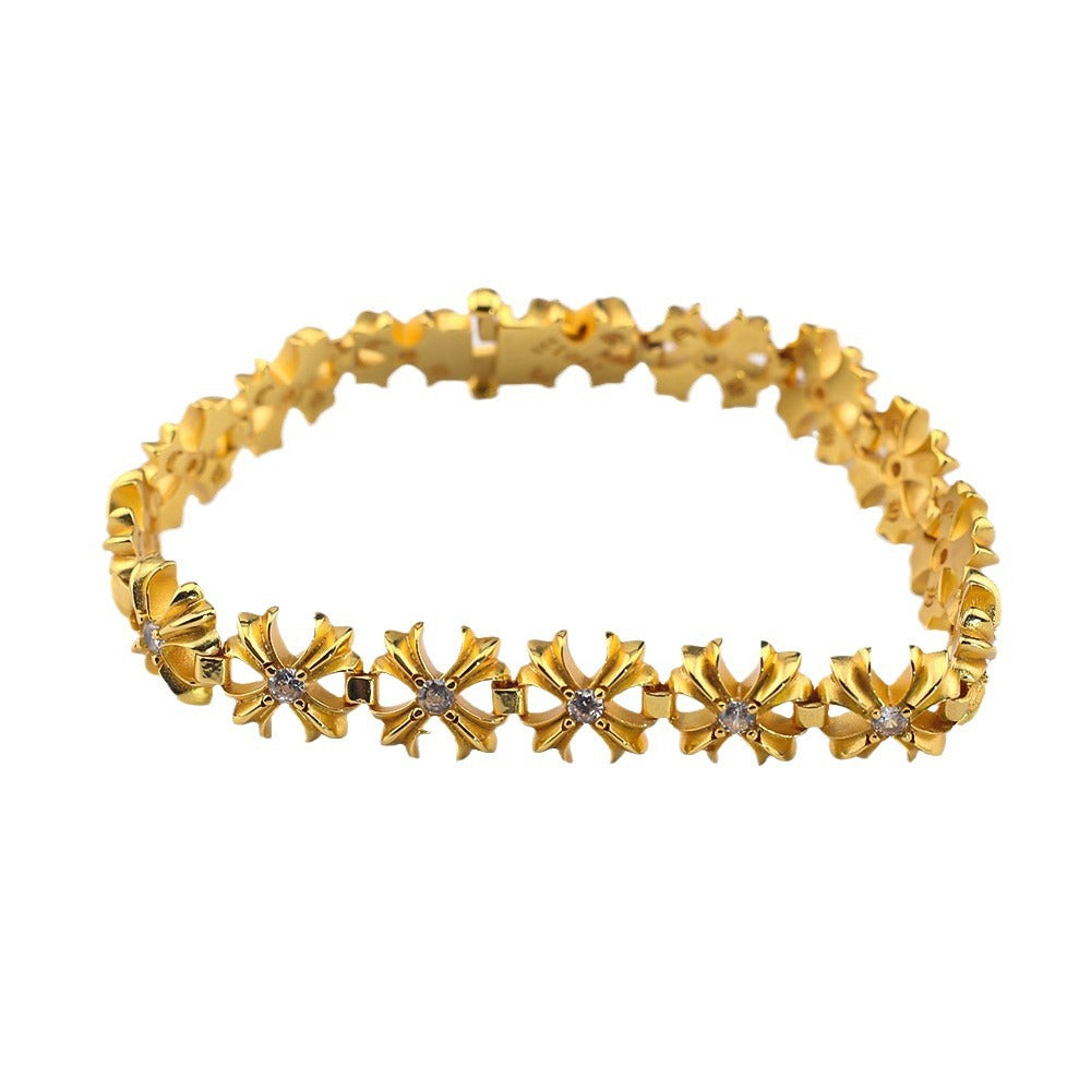 Chrome Hearts antique distressed diamond cross bracelet