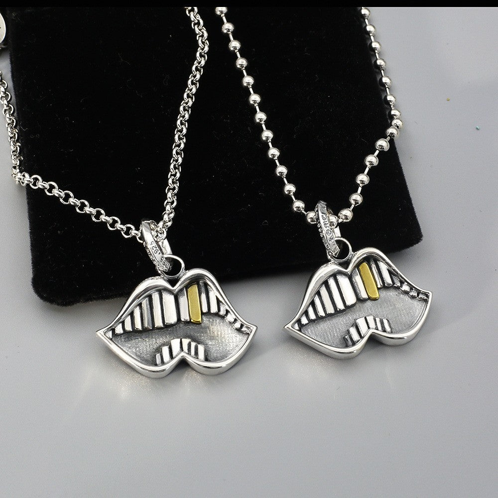 Chrome Hearts big mouth gold tooth necklace