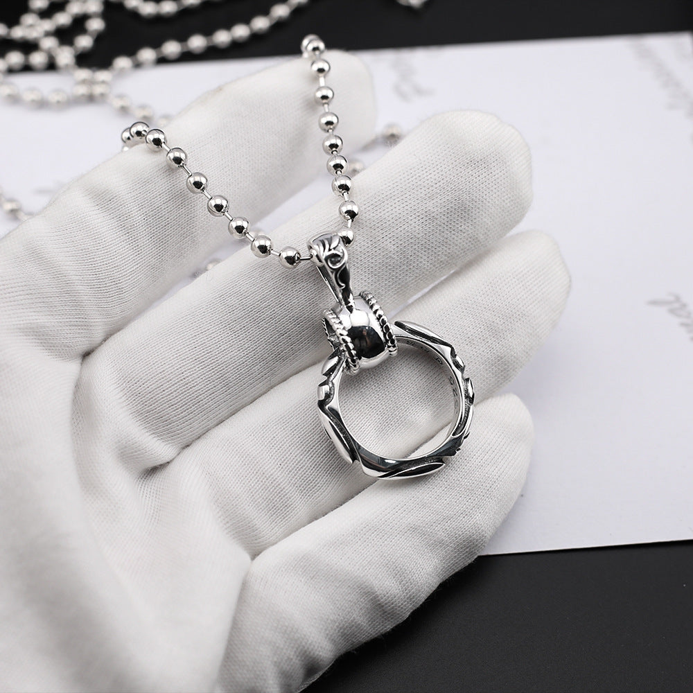 Chrome Hearts patterned ring pendant necklace