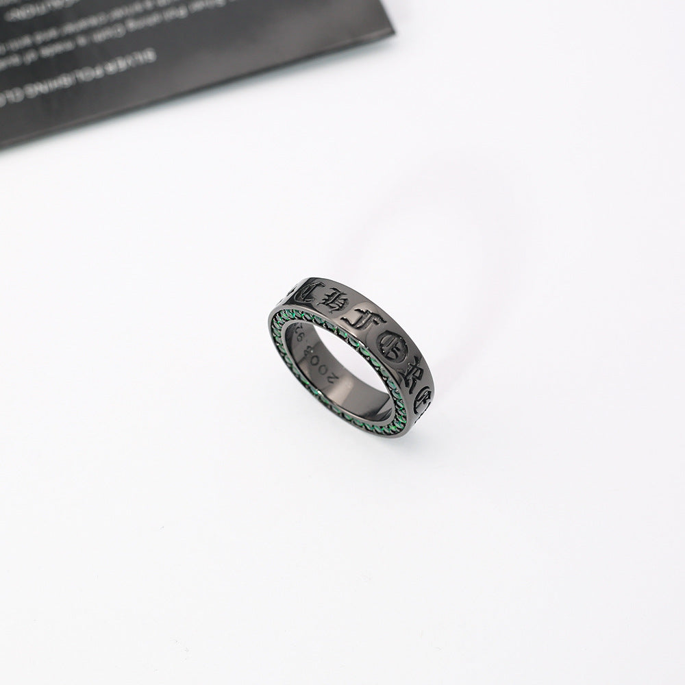 Chrome Hearts black green diamond ring