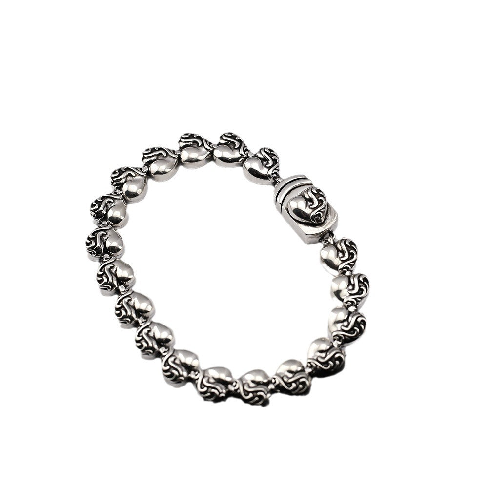 Chrome Hearts Retro Distressed Thron Heart Link ID Bracelet
