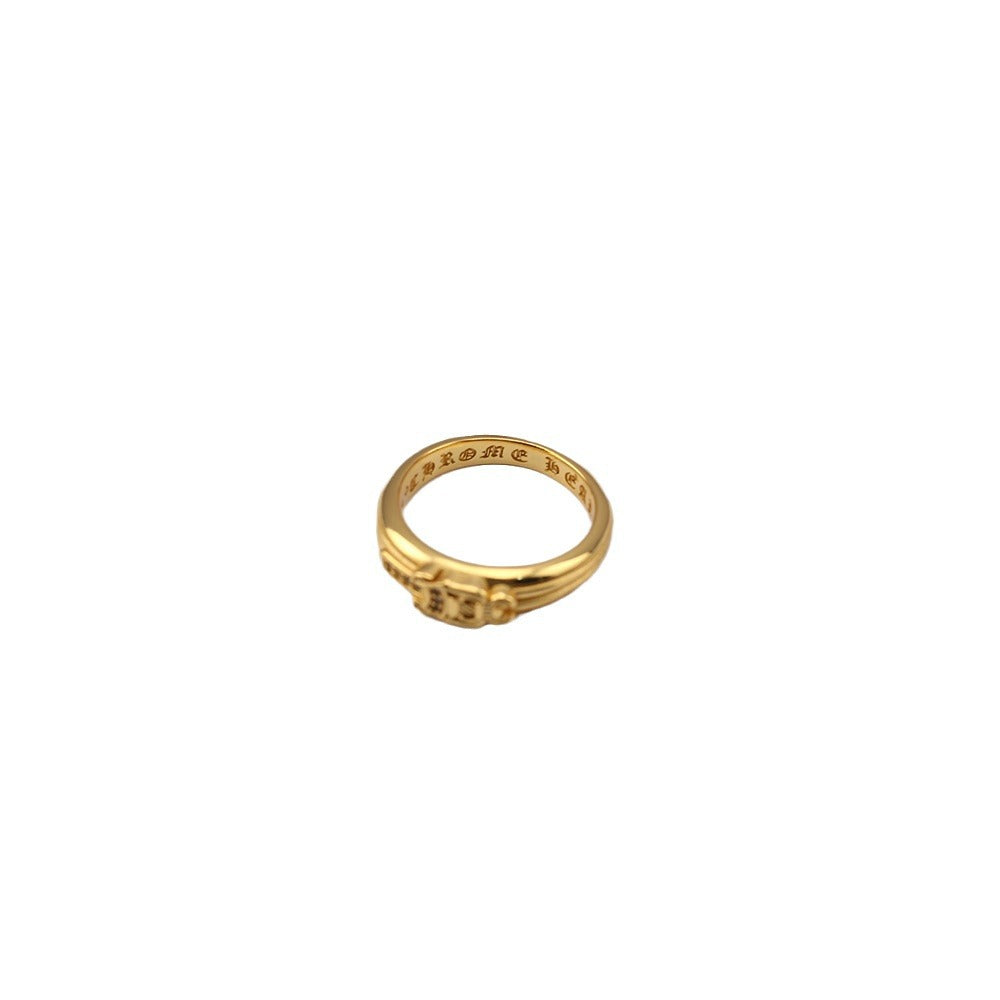 Chrome Hearts 24k gold-plated diamond holy sword ring