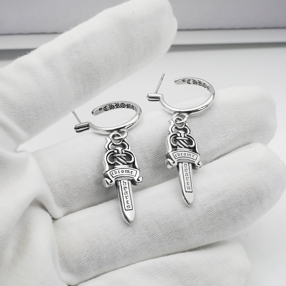 chrome hearts big sword model earrings