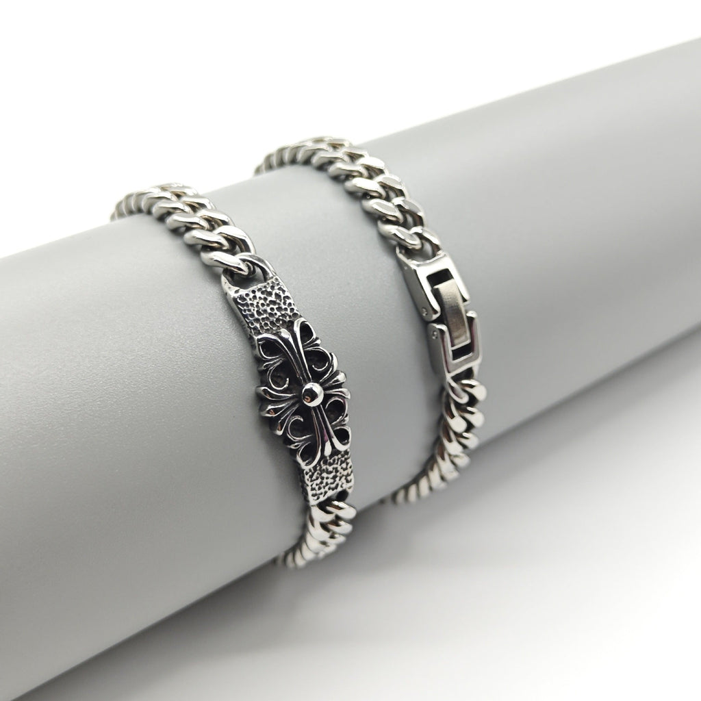 Chrome Hearts cross flower curved Cuban domineering bracelet