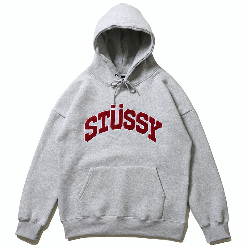 Stussy Hoodie Embroidered Fleece Fashion Hooded Sweater