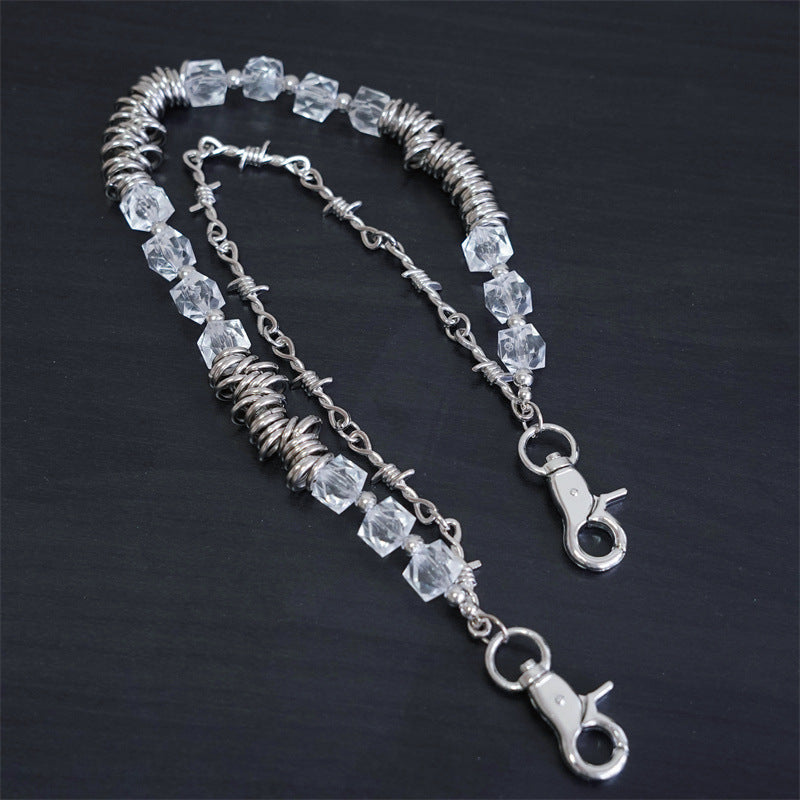 Chrome Hearts Retro fashion thorn shaped pearl bag chain