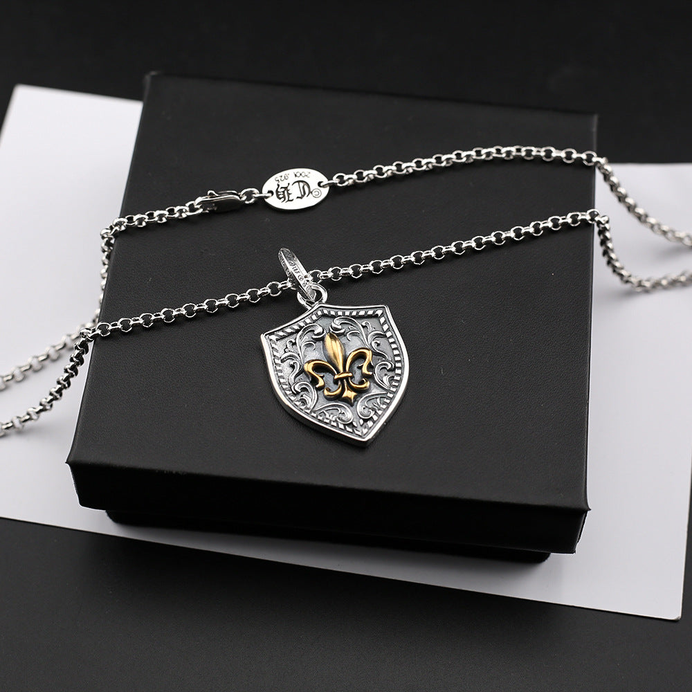 Chrome Hearts gold anchor shield pendant