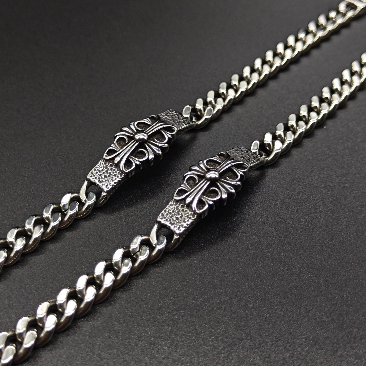 Chrome Hearts cross flower curved Cuban domineering bracelet