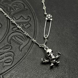 Chrome Hearts skull man twist pin necklace