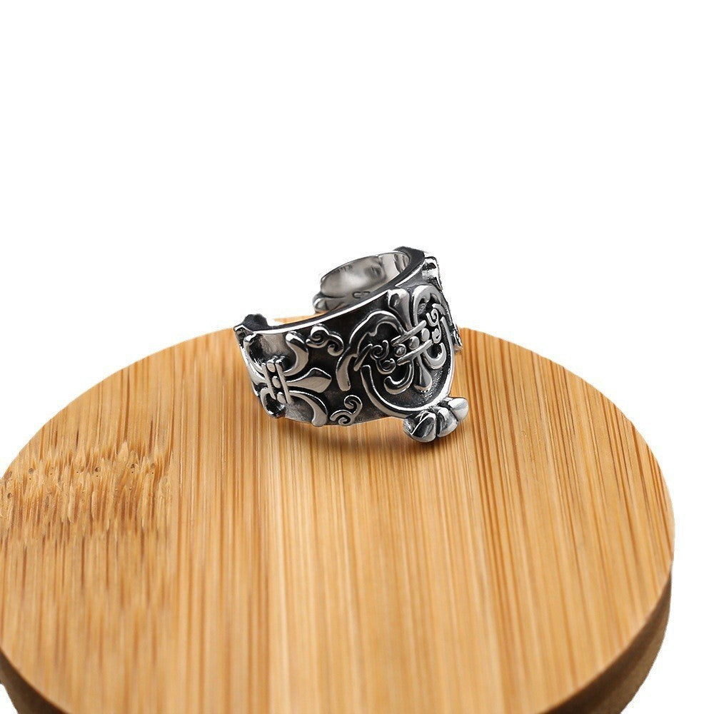 Chrome Hearts distressed anchor open ring