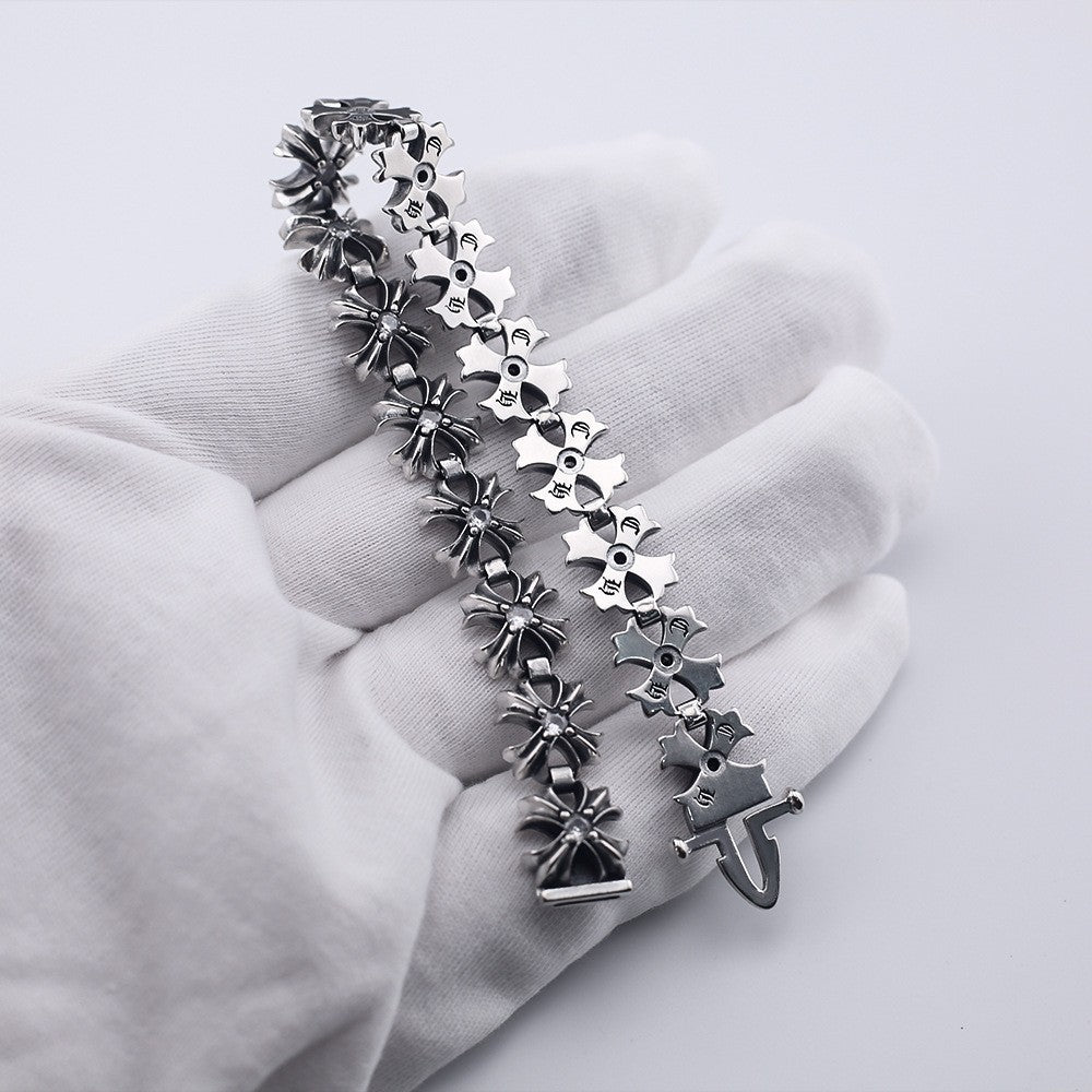 Chrome Hearts antique distressed diamond cross bracelet