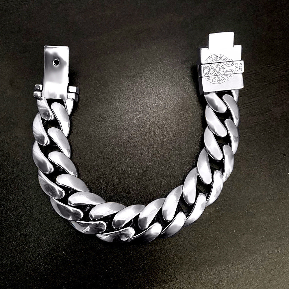 Chrome Hearts Retro Plus Cross Box ID Classica chain Bracelet 925 Sterling silver