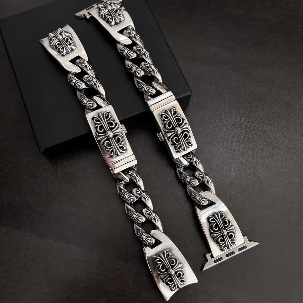 Chrome Hearts cross flower Green Submariner Apple watch strap