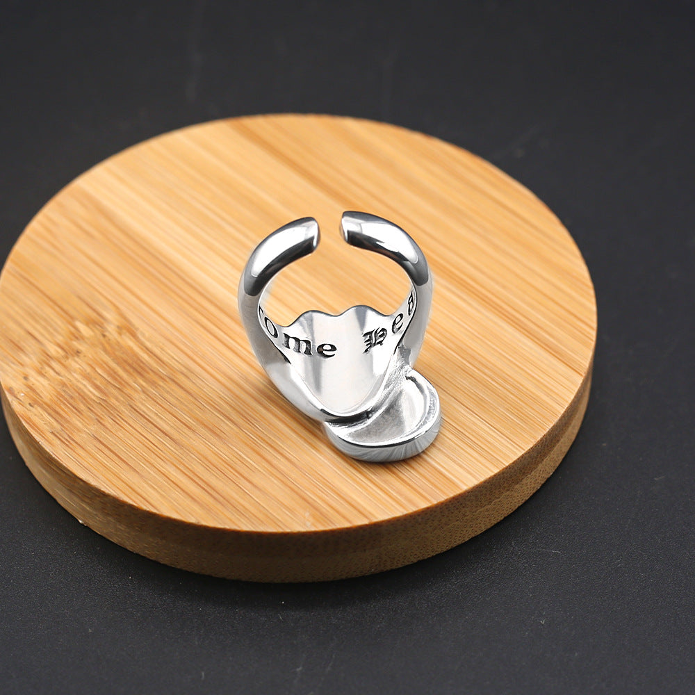 Chrome Hearts personality big tongue retro old open ring