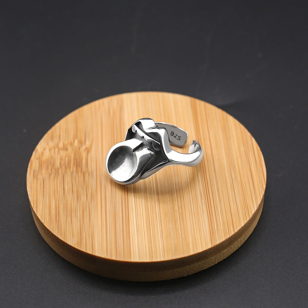 Chrome Hearts personality big tongue retro old open ring