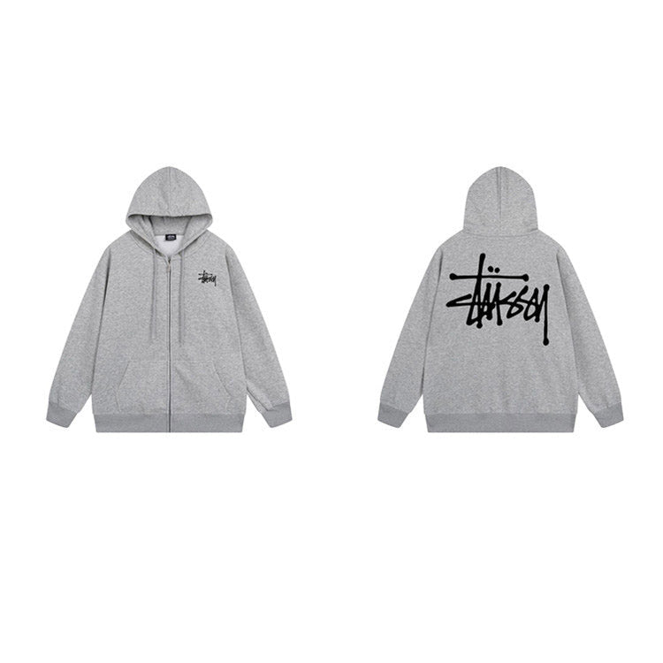 Stussy Hoodie Zip-Up Cardigan Fleece Hooded Sweater
