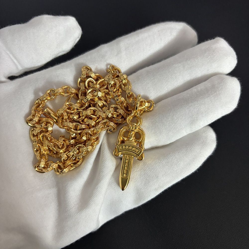 Chrome Hearts luxury high-end gold diamond sword pendant