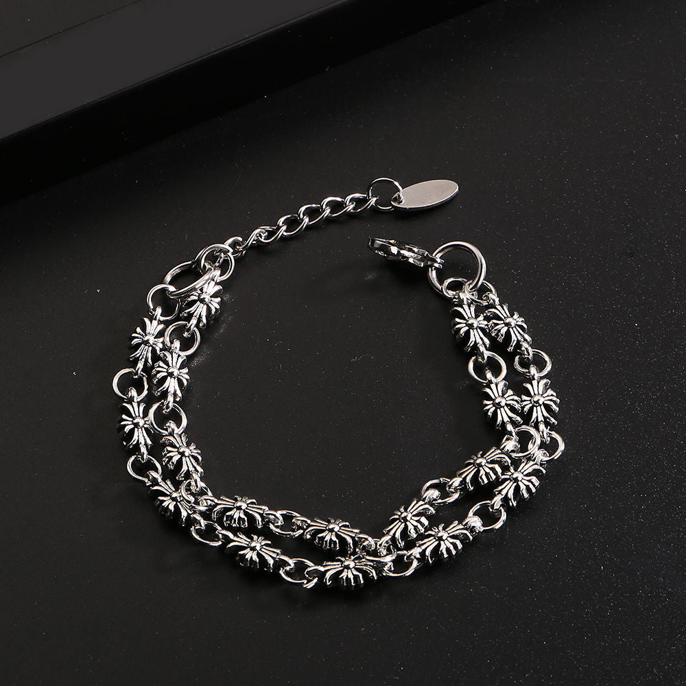 Chrome Hearts double-layer Cross simple bracelet