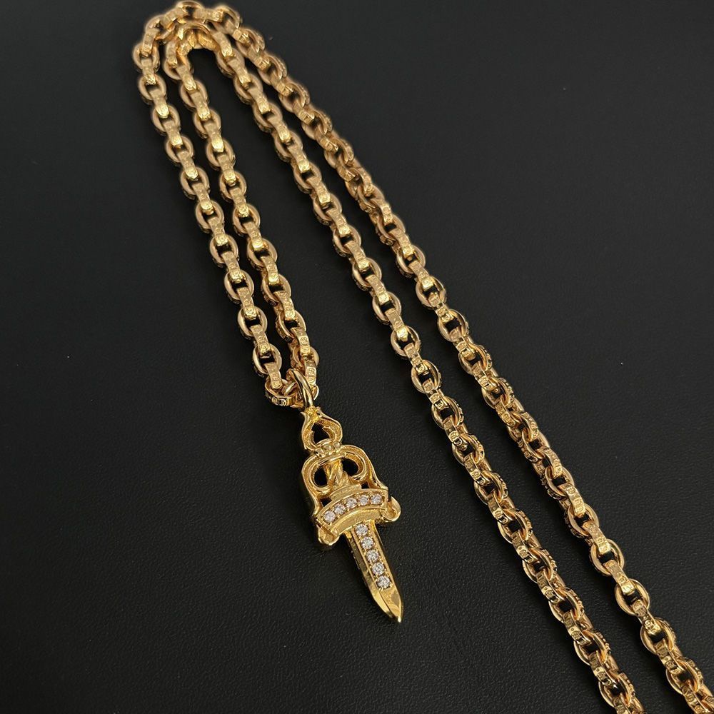 Chrome Hearts luxury high-end gold diamond sword pendant