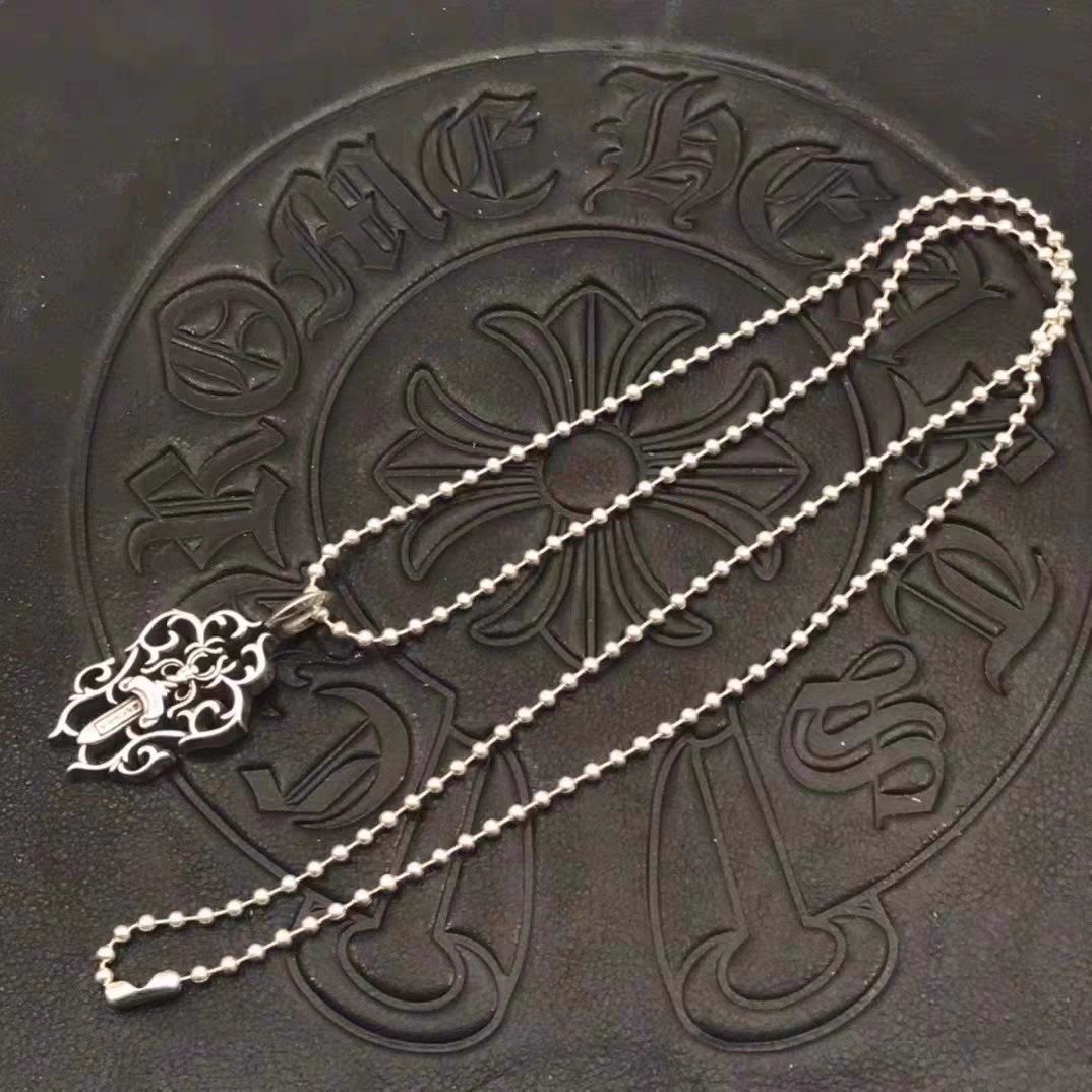 Chrome Hearts s925 sterling silver flame holy sword necklace