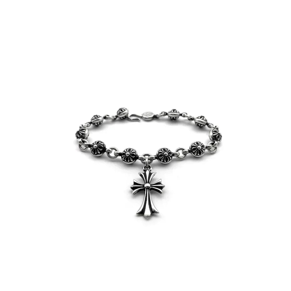 Chrome Hearts Silver Cross Ball Tiny E Bracelet